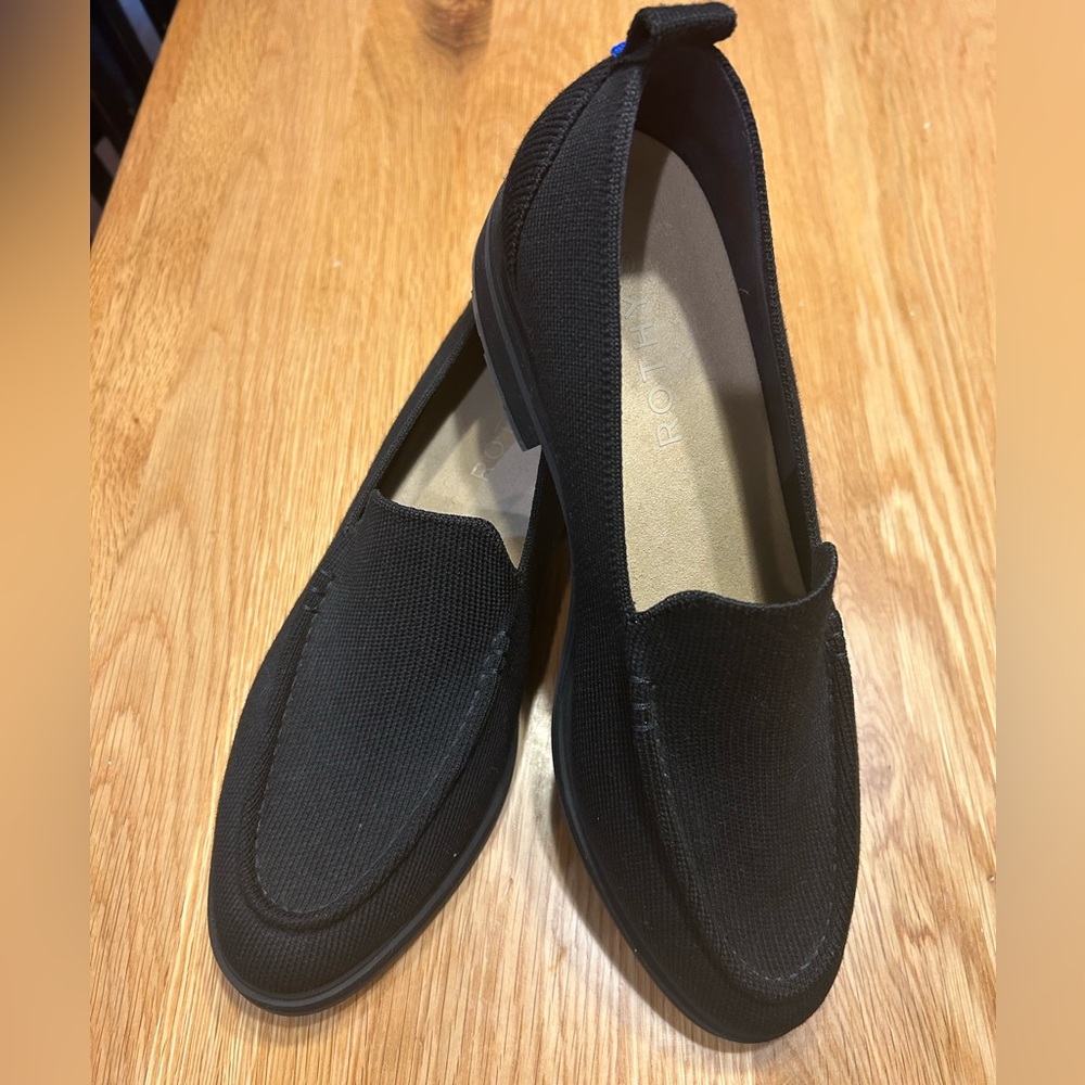Rothy’s Lug Sole Loafer Chunky Heel Shoes in Black Size 10.5 W Womens